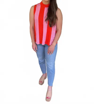 Thml Striped Top In Pink/red In Multi