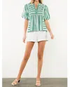 Thml Stripes Puff Sleeves Blouse In Green In White