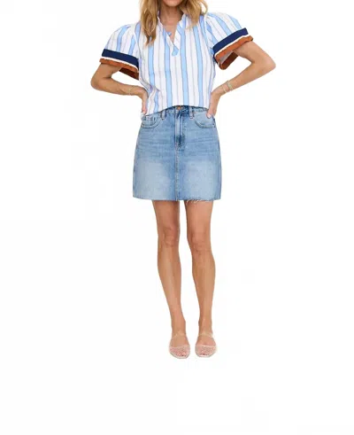 Thml Stripes V-neck Top In Blue
