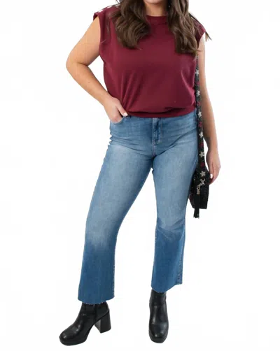 Thml Metal Button Shoulder Sleeveless Top In Burgundy