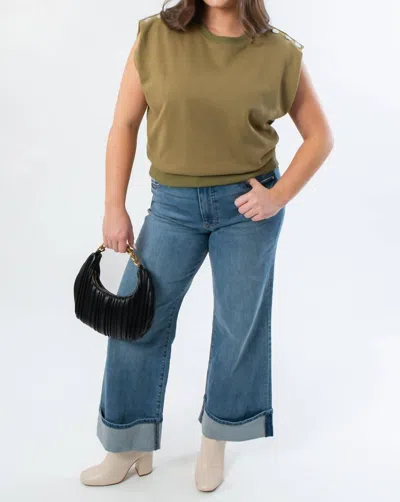 Thml Studded Sleeveless Top In Olive Green