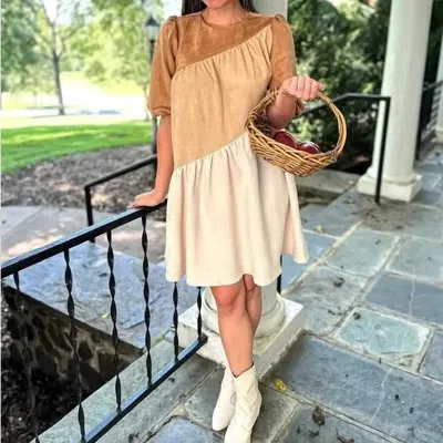 Thml Suede Color Block Dress In Multi