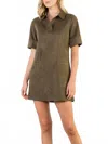 Thml Suede Mini Dress In Olive In Brown