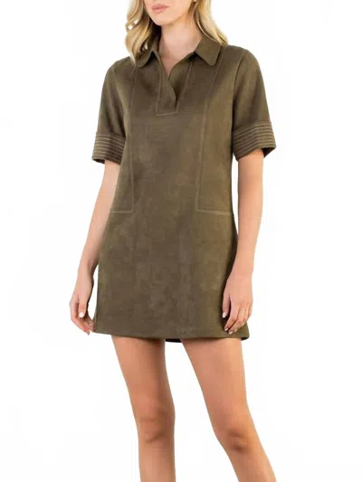 Thml Suede Mini Dress In Olive In Brown