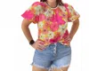 Thml Summer Blooms Puff Sleeve Blouse In Pink In Pink
