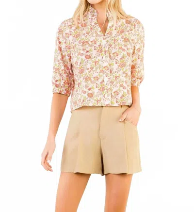 Thml Summer Florals Top In Pink In Gold