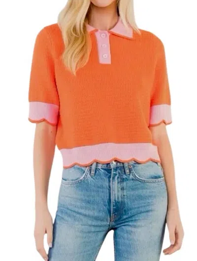 Thml Sunny Disposition Knit Top In Orange/pink