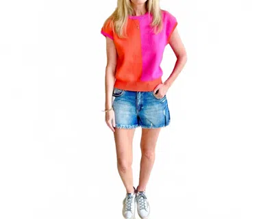 Thml Sunset Dreams Color Block Top In Pink/orange In Red