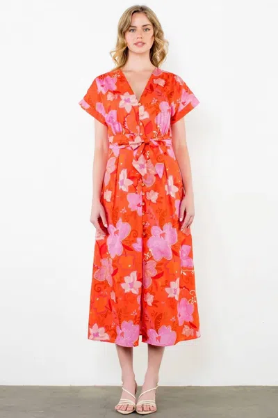 Thml Sunset Maxi Dress In Red Orange In Multi