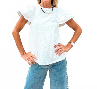 Thml Sweet Breeze Flutter Sleeve Top In White