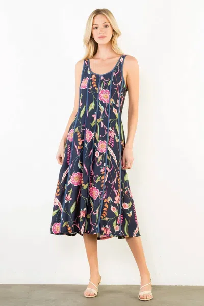 Thml Sweet Magnolia Dress In Navy In Multi