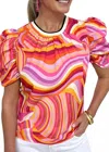 Thml Swirly Blouse In Multicolor In Pink