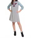 Thml Tara Embroidered Stripe Dress In Black/white Stripe In Blue