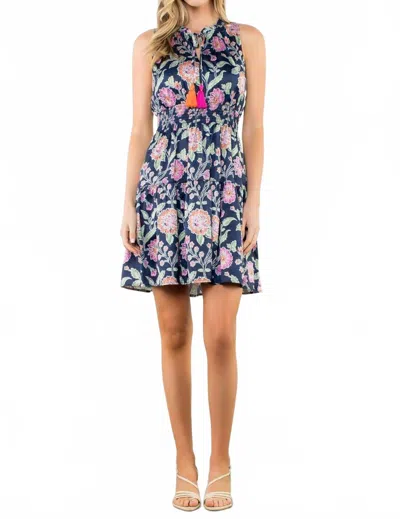 Thml Tassel Tie Sleeveless Floral Dress In Multi In Blue