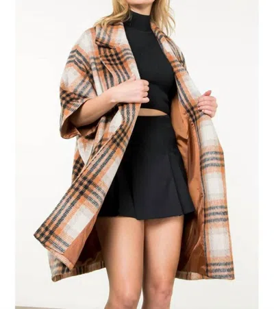Thml Tatienne Plaid Coat In Burnt Orange/tan In Multi