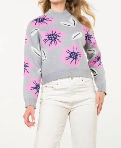 THML TEDDIE FLORAL SWEATER IN GREY