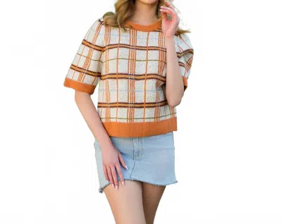 Thml Tenley Plaid Sweater In Orange In Brown