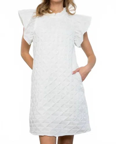 Thml Textured Flutter Sleeve Short Dress In White