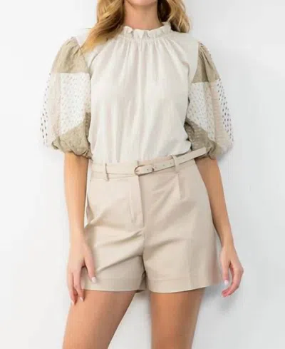 Thml Textured Puff Sleeve Top In Cream In White