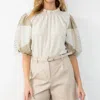 THML TEXTURED PUFF SLEEVE TOP IN CREAM