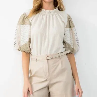 Thml Textured Puff Sleeve Top In Cream In Neutral