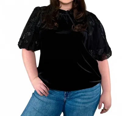 Thml Textured Puff Sleeves Blouse In Black