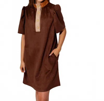 Thml The Braided Button Suede Mini Dress In Brown