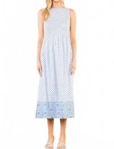 Thml The Smocked Floral Midi Dress In Blue