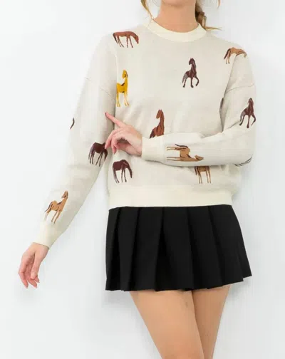 Thml The Stable Horse Sweater In Cream In Beige