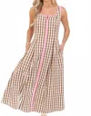 Thml Thin Strap Gingham Dress In Brown In Brown