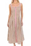 Thml Thin Strap Gingham Pattern Dress In Brown/pnk In Multi