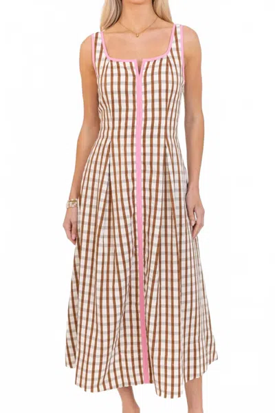 Thml Thin Strap Gingham Pattern Dress In Brown/pnk In Multi