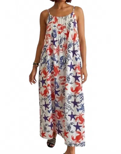 Thml Thin Strap Patterned Summer Dress In White In Multi