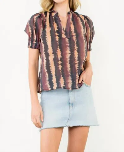 Thml Tie Dye Stripe V-neck Top In Sweet Peach In Brown