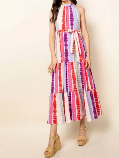 THML TIE DYE TIERED MAXI DRESS IN MULTI