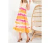 Thml Tie Dye Tiered Midi Dress In Orange In Multi