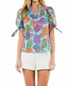 Thml Tie Sleeve Shell Print Blouse In Blue In Blue