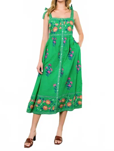 Thml Tie Strap Flower Print Dress In Green