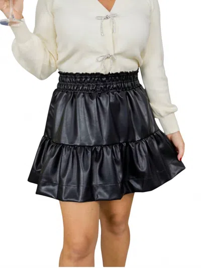 Thml Tiered Leather Skirt In Black