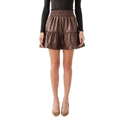 Thml Tiered Leather Skirt In Brown