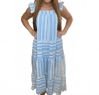 Thml Tiered Maxi Dress In Blue Striped