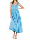 Thml Tiered Poplin Maxi Dress In Blue In Blue