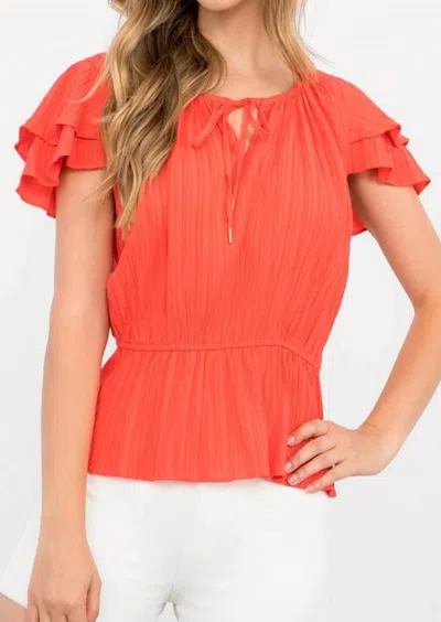 Thml Tiered Sleeve Blouse In Coral In Orange