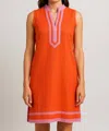 Thml Tory Mini Dress In Orange With Pink Trim In Orange