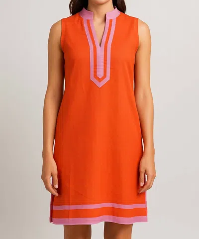 Thml Tory Mini Dress In Orange With Pink Trim