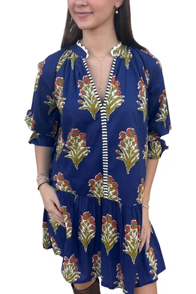 Thml True Floral V-neck Dress In Blue