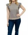 Thml Tucker Ruffle Sleeve Knit Top In Dove Grey & Beige In Multi