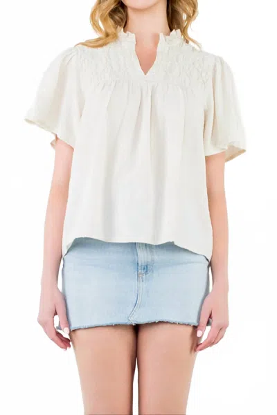 Thml Tune My Heart V-neck Top In Cream In White