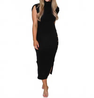 Thml Turtleneck Midi Dress With Button Details In Black