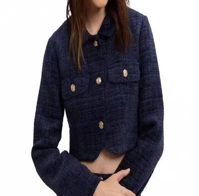 Thml Tweed Cropped Jacket In Navy In Blue